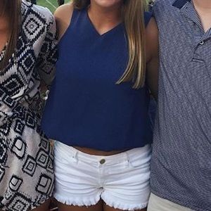 Blue Crop Top with fun back!